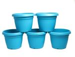 Harshdeep Blue Plastic Bello Balcony Planter Terrace Garden Round Flower Pot