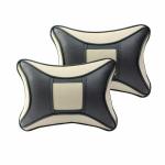Auto Hub Car Neck Rest Pillow, Car Cushion for All Cars - Pack of 2 (Eye-Black-Beige), Cotton, Leatherette