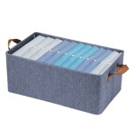 PRIME PICK XL Oxford Cloth Organizer Durable Foldable Storage Box with Metal Frame & Handles Blue Breathable & Washable for Jeans T-shirts Socks Sweaters Pants Versatile Home Storage Solution Pack 2