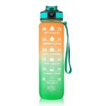 Welour Glass Multicolor Time Marked Water Bottle - 1000 Ml