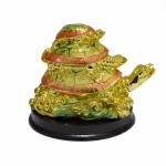 pujaNpujari Resin Vastu Feng Shui Color Triple Tortoise Turtle Family (Standard, Multicolour)