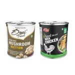 Desi Treat Button Mushroom 825g + Desi Treat Vegan Mock Meat Chicken800g Combo