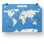 Ekdali Multicolor World Map Poster 13 x 19 Inch