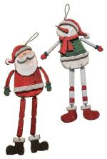 My Party Suppliers Christmas Decorations, Decorative Door Danglers Transpac Wood Multicolored Christmas Santa and Snowman Dangler (Set of 2)