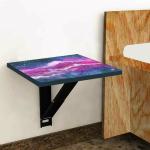Nutcase Designer Floating Table For Bedroom Folding Bedside Tables (Set of 1) - Space Purple Watercolor