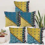 STITCHNEST Printed Cotton Canvas Cushion Cover Pack of 5 Combo, ( 12 x 12 Inches )