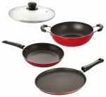 Nirlon 4 pcs of Red Non-stick Aluminium Kitchenware Cooking Utensil Combo Set