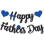 Festiko Happy Father's Day With Glitter Blue Heart Sign, Fathers day Decoration Items