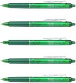 Pilot Frixion Clicker Erasable Roller Ball Pen | Tip Size - 0.7 MM | Retractable Pen With Dimpled Grip and In-built Eraser | Ink Colour - Green | Pack of 3