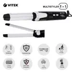 Vitek Hair Multi Styler 2 In 1 For Hair Straightener & Curling Tongs With Heat-Resistant Cap Black & White