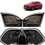 Kingsway Car Magnetic Sun Shades Curtains for Morris Garages (MG) ZS EV, Model Year : 2020 Onwards, Zips in Front Window, Color : Black, Cotton Mesh, Complete Set of 4 Piece