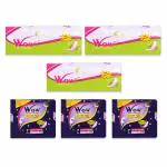 WOW Combo of Ultra Jumbo Nighter XXL & Regular Straight 240MM Sanitary Pads - Pack of 6 (42 Pads)