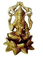 Kalarambh Brass Laxmi Ji Maha Lakshmi Idol Murti Statue for Home Pooja Puja Office Mandir Table Decor Items Collectible Handicraft Art, Yellow, 2.5 x 2.4 x 3.3 Inch (L x W x H)