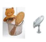 QinPin Combo of multipurpose bathroom toothbrush holder & soap dish tray self draining Plastic Toothbrush Holder