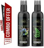 Desi Crew Flaxseed and Moringa Oil Cold Pressed for Skin, Body and Hair Care 100 ml Each
