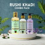 Rushi Khadi Coconut (Shampoo) 210 ml + (Conditioner) 200 ml and Lavender Body Wash 200 ml Bundle for a Refreshing Experience