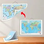 GO WOO SMALL - 100 AUSTRALIA POLITICAL OUTLINE MAP FOR SCHOOL and 2 IN 1 WORLD POLITICAL AND PHYSICAL MAP IN ENGLISH | set of 1 map and 1 chart