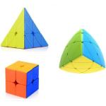 WORLD WIDE WISHES Smooth And Stickerless Pyramid And Round Pyramid Cube - Pack Of 3