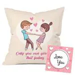 The Purple Tree Valentines Day Gift Set of Cushion and Card (1 Cushion , 1 Card ) Gift for Husband , Boyfriend, Wife , Girlfriend , Valentine Gift, Valentine's Day