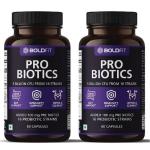 BOLDFIT Probiotics Supplement 5 Billion CFU For Men & Women, 16 Strains with Prebiotics.