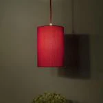 HomesakeClassic Cylinder Red Hanging Shade, Hanging Pendant Light With Fixture