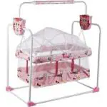 Maanit New Born Baby Cradle, Baby Swing, Baby jhula, Baby palna Bassinet (Pink)