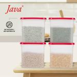 JAVA - 1700 ml Plastic Grocery Container (Pack of 4, Red)