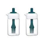 PRIME PICK Glass Oil Dispenser Bottle With Silicone Brush 2 in 1 Silicone Dropper Measuring Oil Dispenser Bottle for Kitchen Cooking Baking BBQ 250 ML(Pack of 2, Green)