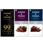Didier & Frank Chocolate Assorted Dark Chocolate 99%, 85% & 75% Dark, 100g Each ( Keto,Vegan)