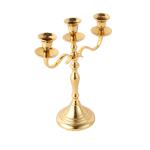 Voidrop-Three Arm Candelabra Tall -Glossy Taper Candle Holders, Candle Stands, Candlesticks For Home Decor, Wedding, Parties, Dinning Table Centerpiece,Thick Candles Design Home Decoration Festival Occasions Metal; Aluminium- Gold