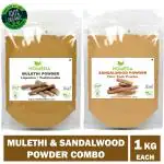 Homeda Sandalwood powder and Mulethi powder (1kg each - 2kg) for Face, Hair, Skin | Licorice, Chandan