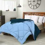 Relaxfeel Teal and Sky Blue Solid Rectangular Poly Cotton Single Comforter for Heavy Winter