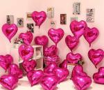 AMFIN (Pack of 20) 18 Inch Pink Foil Balloons for Birthday Decoration / Valentine's Day Heart Foil / Heart Shape Foil Balloon / Pink Valentine's Day Heart Shape Balloon / Pink Theme Foil Balloons