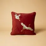 Chann Studio Velvet Cushion Covers 18 x 18 Inch Indian Pillowcase Modern Home Decorative Cushion Case Hand Embroidery Pillow Case Pillowcase for Sofa Chair Bedroom Living Room - Grus TerraCotta Color