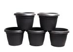 Harshdeep Black Plastic Bello Planter Round Gardening Flower Pot