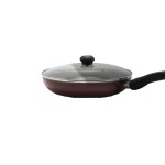 Non-Stick Fry Pan with Glass Lid 240mm Red