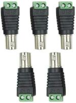 TAAPSEE 5 Pack BNC Female Jack to AV 2 Screw Terminal Connector for Coaxial CAT 5 to CCTV BNC Female Camera Video Balun Adapter (Green, Pack of 5)