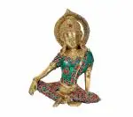 Idol Collections Multicolor Brass God Inder Indra Dev Idol Statue, 7.5 Inch