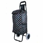 EB EVER BEST Foldable Shopping Trolley Bag with wheels| Fruits & Vegetable Cart (Black Chess)
