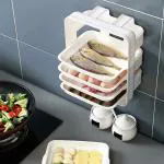 Kruvad Multifunctional Side Dish Storage Box 6 Layer Kitchen Rack Wall Mounted Dish Rack Vegetables Serving Tray Organizer Shelves Box Countertop Space-Saving Tray