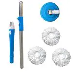 Homeleven Floor Cleaning Mop Rod Stick Set With 3 Refills Blue Color Mop Rod Set