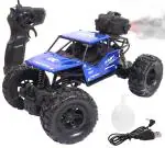 Toyshine 1:18 Scale 27MHZ Monster RC Truck with Booster Spray Function All Terrain Stunt Racing Car Rechargeable Indoor Outdoor Toy Car - Blue