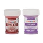 Colourmist Edible Petal Dust Assorted Colours 10g Each, Pack of 2 { Tomato Red (10g) & Lavender (10g) }| Edible Glittering Shiner Dust For Cake Decoration