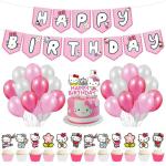 Festiko Hello Kitty Birthday Decoration Items For Girls, Kitty Set, Theme Party (Kit Of 29 Pcs) Party Favors For Kids Birthday Decoration, (Banner, Cake Topper, Cup Cake Toppers, Balloons)
