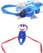 Kavim Kids RA 22175 Plastic (PVC) Rakhi Set (Jet Plane, Doreamon Torch two light Kid's Rakhi)