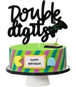 Festiko 10th Double DigIts Birthday Cake Topper Video Game BoyS 10th Birthday Cake Supplies Gaming Level Up Tenth Birthday Party