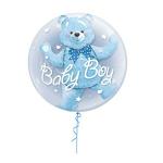 My Party Suppliers Double Blue Bear Baby Shower Boy Balloon