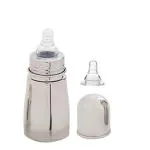 Beautiq Unique Collections Complete Stainless Steel Baby Feeding Bottle 160ml with Additional Nipple (Sleek Bottle)