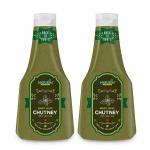 Naturin Dhaniya Pudina Chutney Pack of 2 Tangy Mint Coriander Sauce Pudina ki Chutney Perfect Indian Chutney for Indian Snacks and appetizers Vegan Gluten Free 370x370gm Chutny