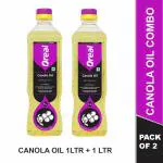 Oreal 2L Premium Pure Canola Oil | Rich Natural Anti Oxidants | Preservative Free | 1 Litre x 2
